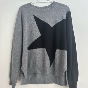 Minnie Rose- 100% Cashmere Black Star Crewneck Sweater size XL